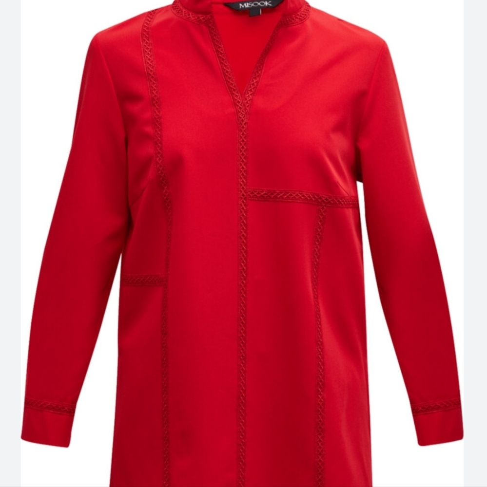 Misook Soutache-Trim Stretch Crepe Tunic XL